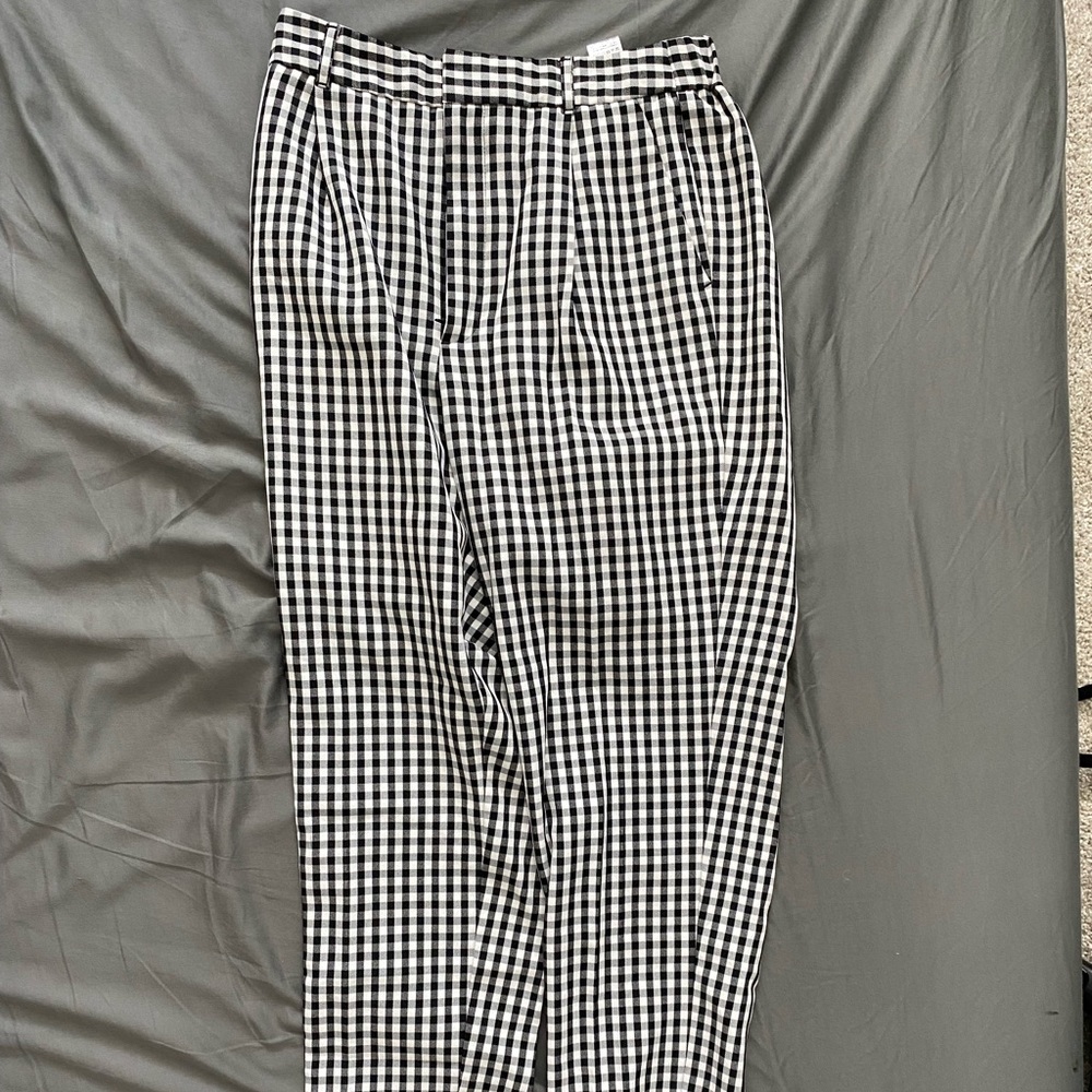Black and white plaid business pants